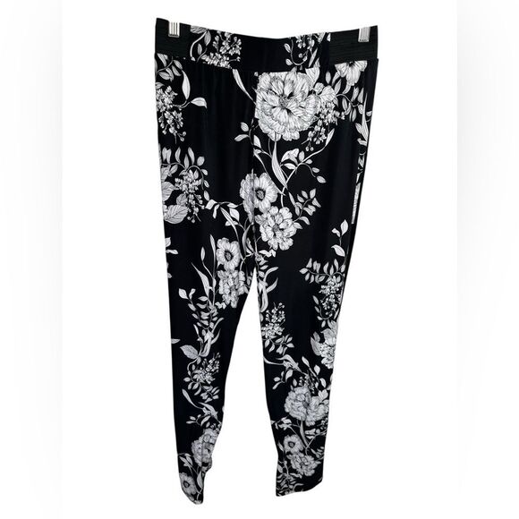 INC International Concepts Floral Black White Pink Stripe Wide-Leg Pants Size M - Picture 4 of 8